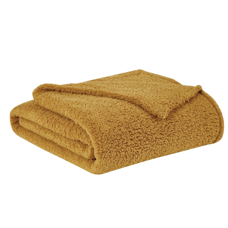 Porch & Den Anton Sherpa Blanket - King - Mustard