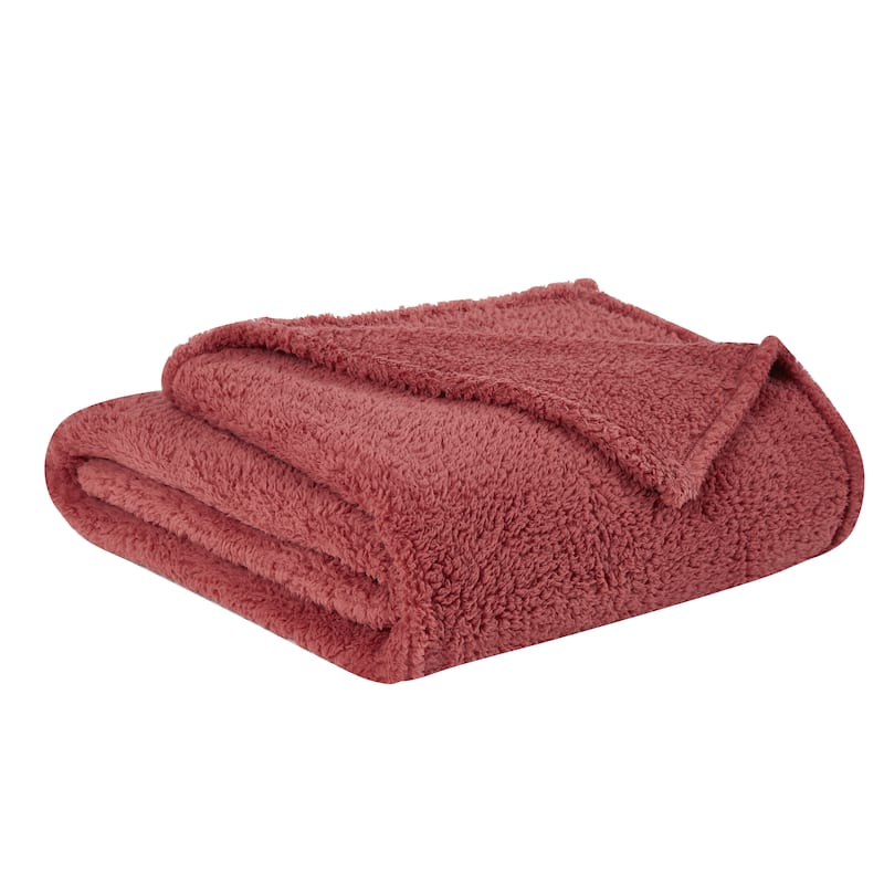 Porch & Den Anton Sherpa Blanket - Twin/TXL - Dusty Rose