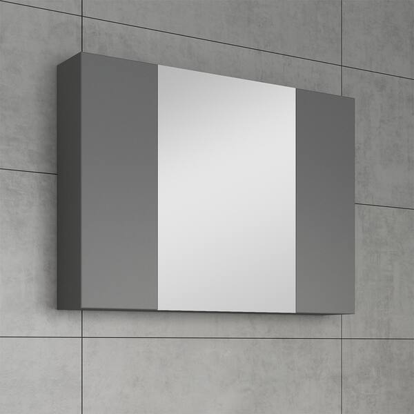 Shop Fresca 32 Gray Medicine Cabinet W 3 Doors Free Shipping