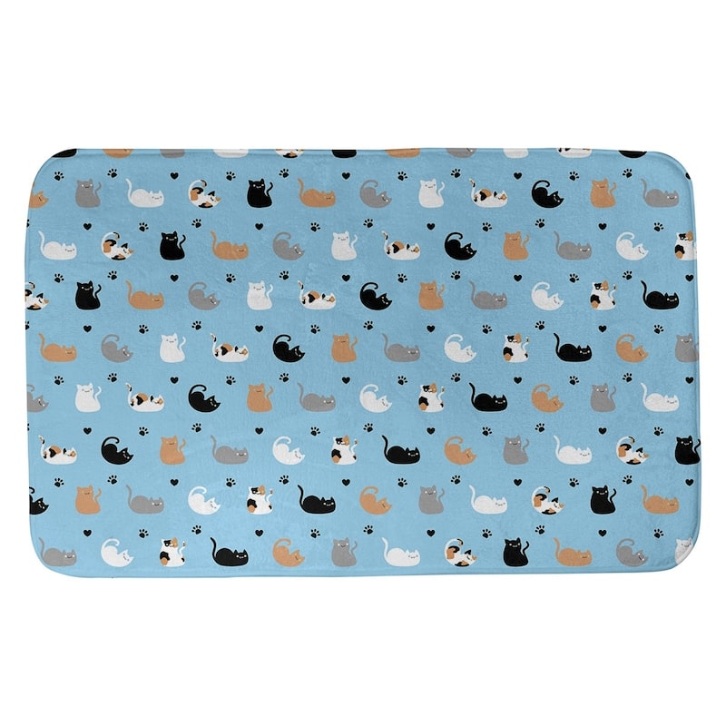 Cat Pattern Bath Mat - 21 x 34 - Blue Multicolor