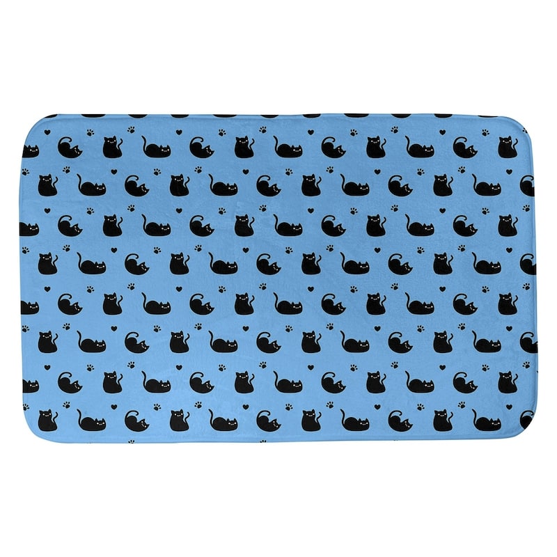 Cat Pattern Bath Mat - 17 x 24 - Blue