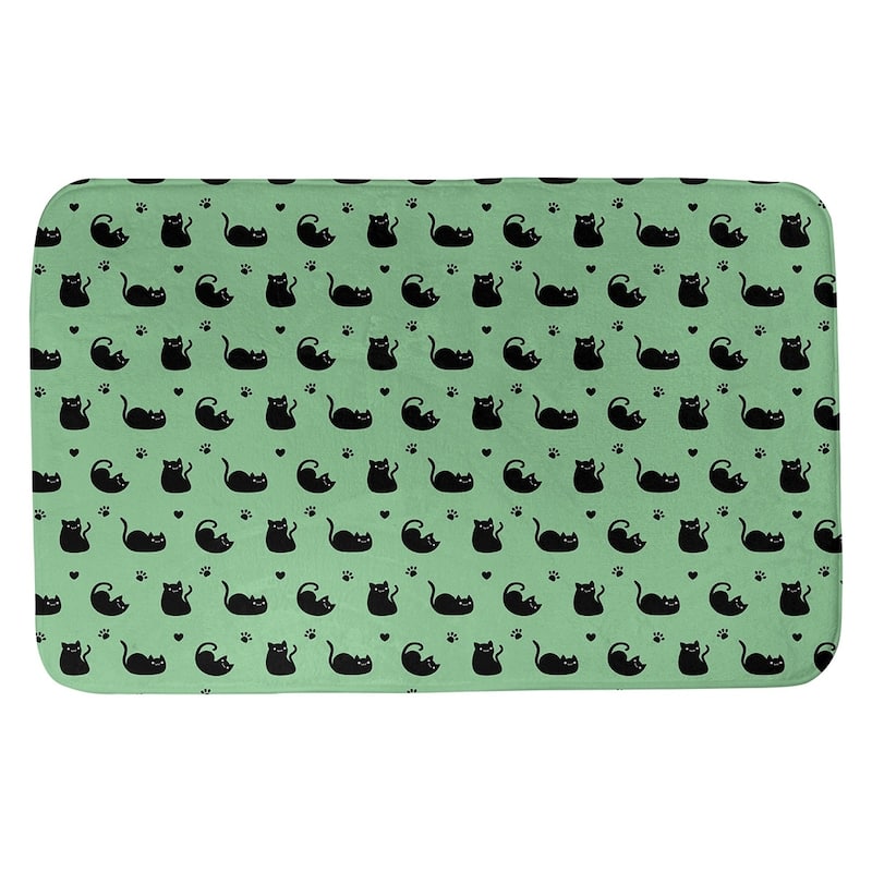 Cat Pattern Bath Mat - 21 x 34 - Green