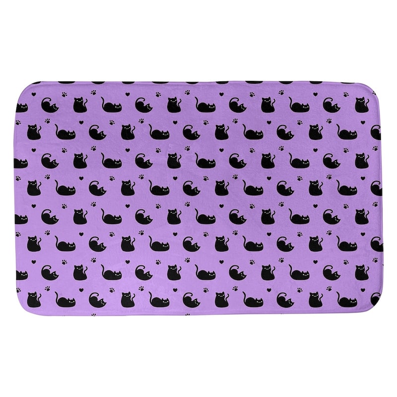 Cat Pattern Bath Mat - 21 x 34 - Purple