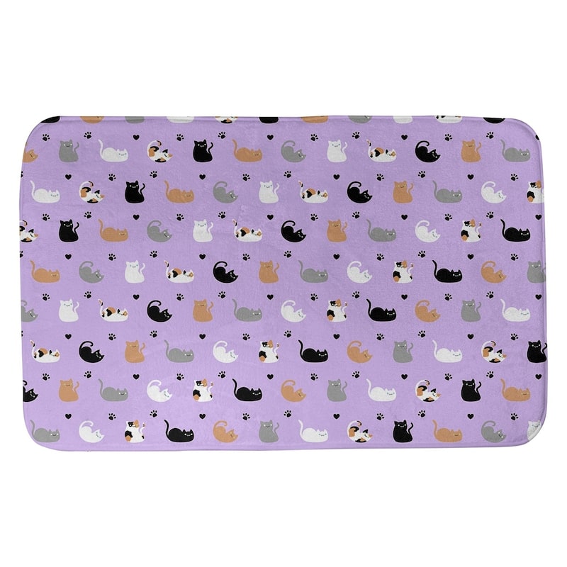 Cat Pattern Bath Mat - 17 x 24 - Purple Multicolor