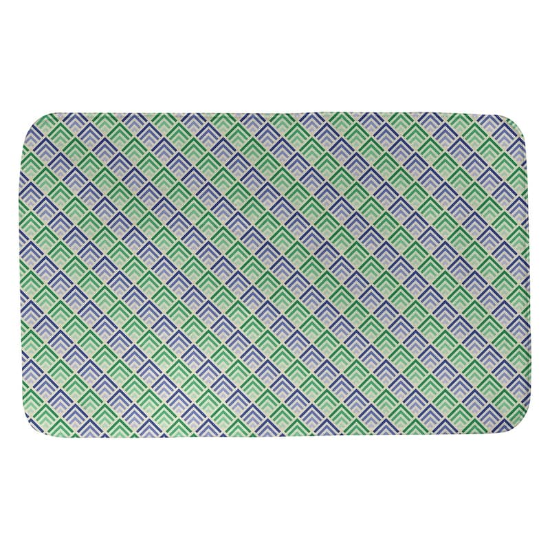 Geometric Ombre Stripe Pattern Bath Mat - 21 x 34 - Green & Blue