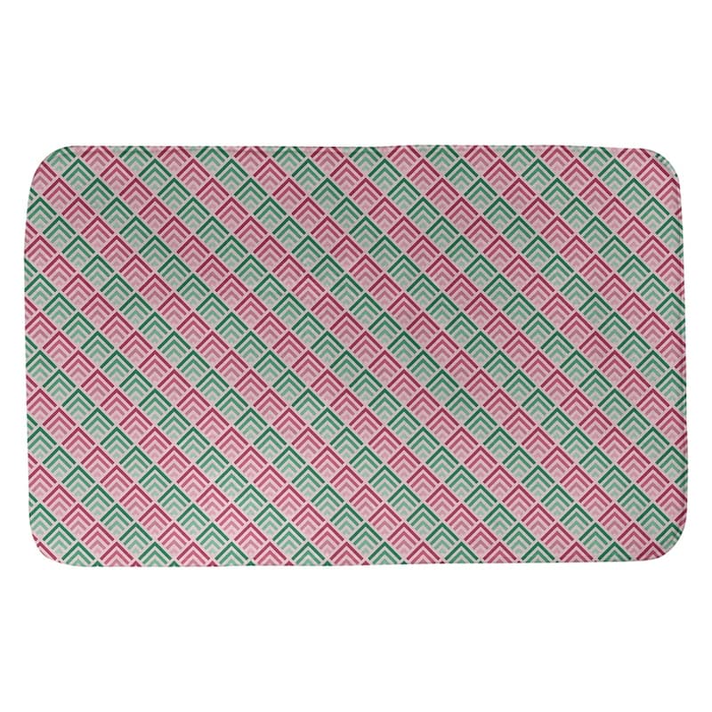 Geometric Ombre Stripe Pattern Bath Mat - 21 x 34 - Pink & Teal