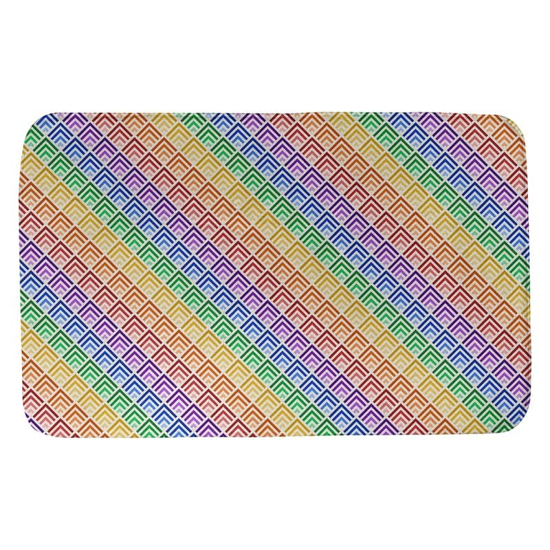 Geometric Ombre Stripe Pattern Bath Mat - 17 x 24 - Rainbow