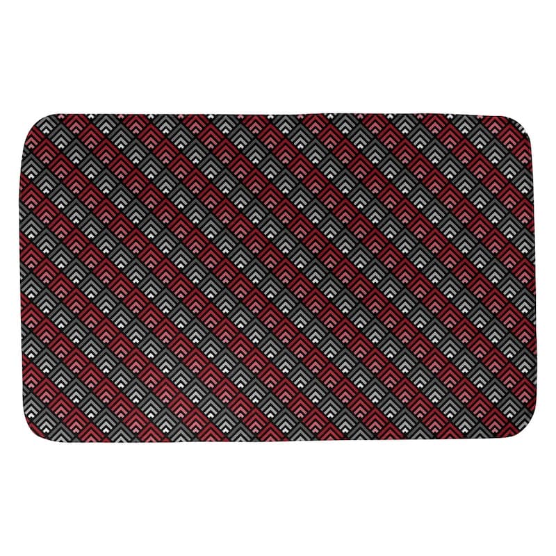 Geometric Ombre Stripe Pattern Bath Mat - 17 x 24 - Red & Black