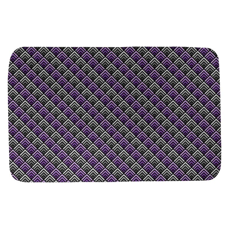 Geometric Ombre Stripe Pattern Bath Mat - 17 x 24 - Purple & Gray