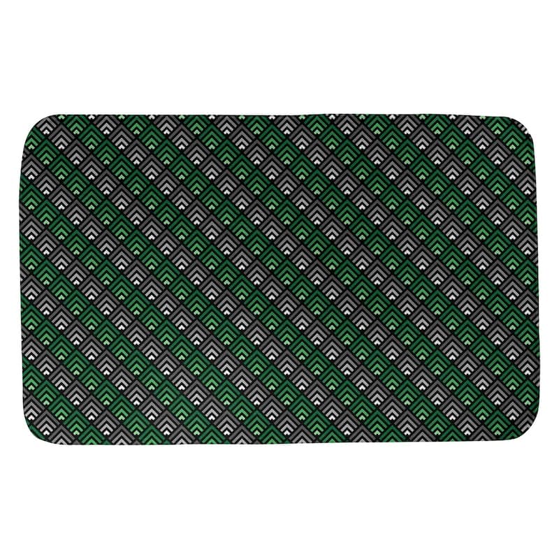 Geometric Ombre Stripe Pattern Bath Mat - 21 x 34 - Green & Black