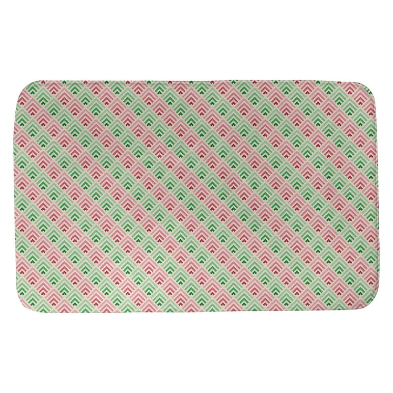 Geometric Ombre Stripe Pattern Bath Mat - 21 x 34 - Yellow Pink & Green