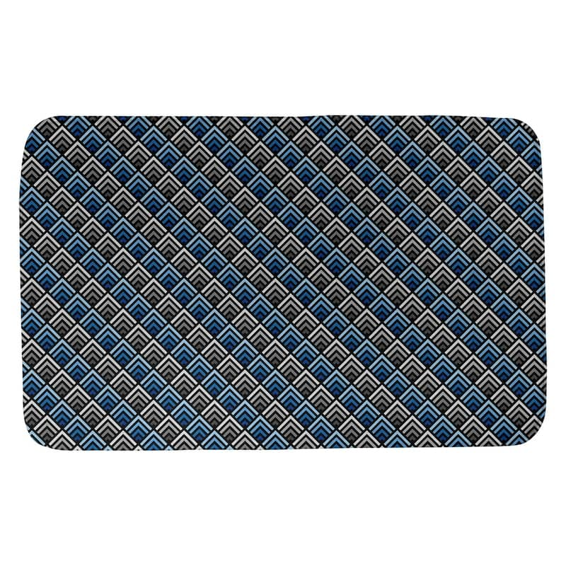 Geometric Ombre Stripe Pattern Bath Mat - 21 x 34 - Blue & Gray