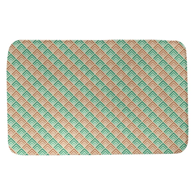 Geometric Ombre Stripe Pattern Bath Mat - 17 x 24 - Green & Orange