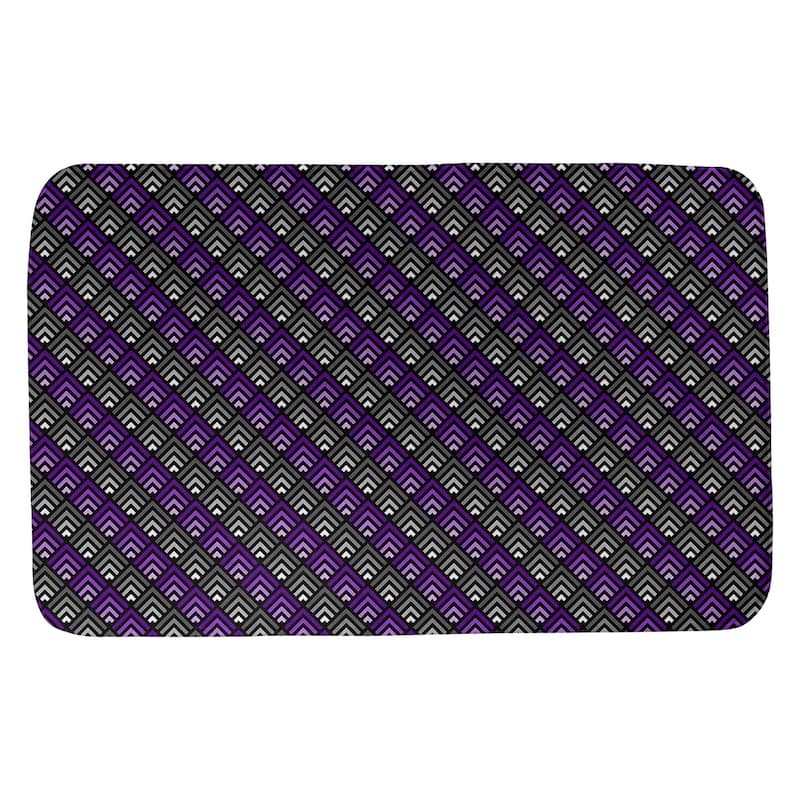 Geometric Ombre Stripe Pattern Bath Mat - 17 x 24 - Purple & Black