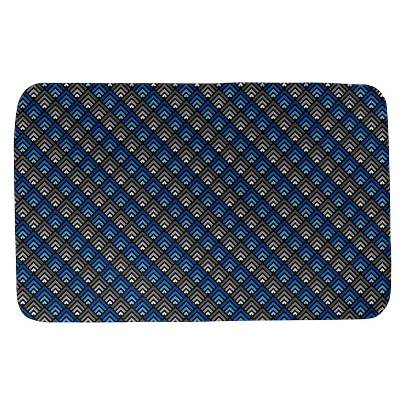 Geometric Ombre Stripe Pattern Bath Mat - 21 x 34 - Blue & Black