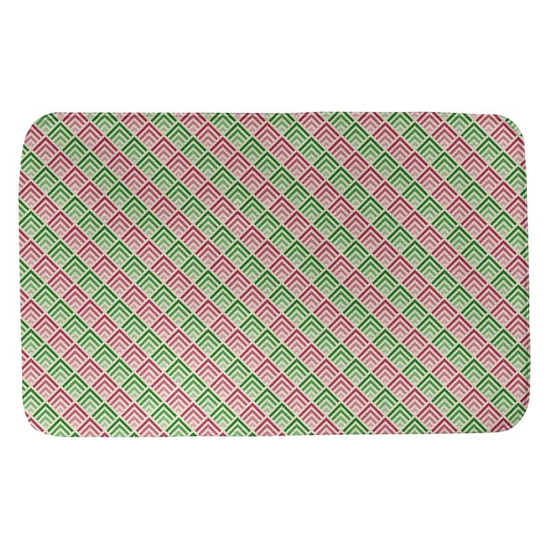 Geometric Ombre Stripe Pattern Bath Mat - 17 x 24 - Green & Pink