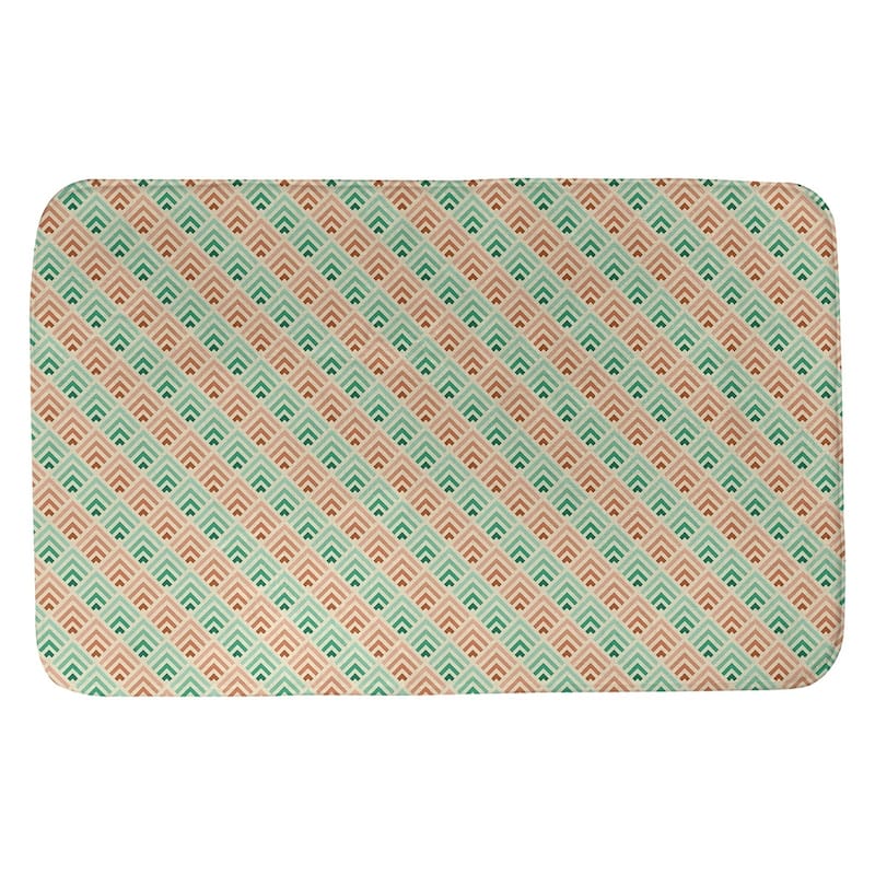 Geometric Ombre Stripe Pattern Bath Mat - 21 x 34 - Yellow Green & Orange