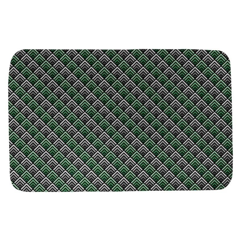 Geometric Ombre Stripe Pattern Bath Mat - 21 x 34 - Green & Gray