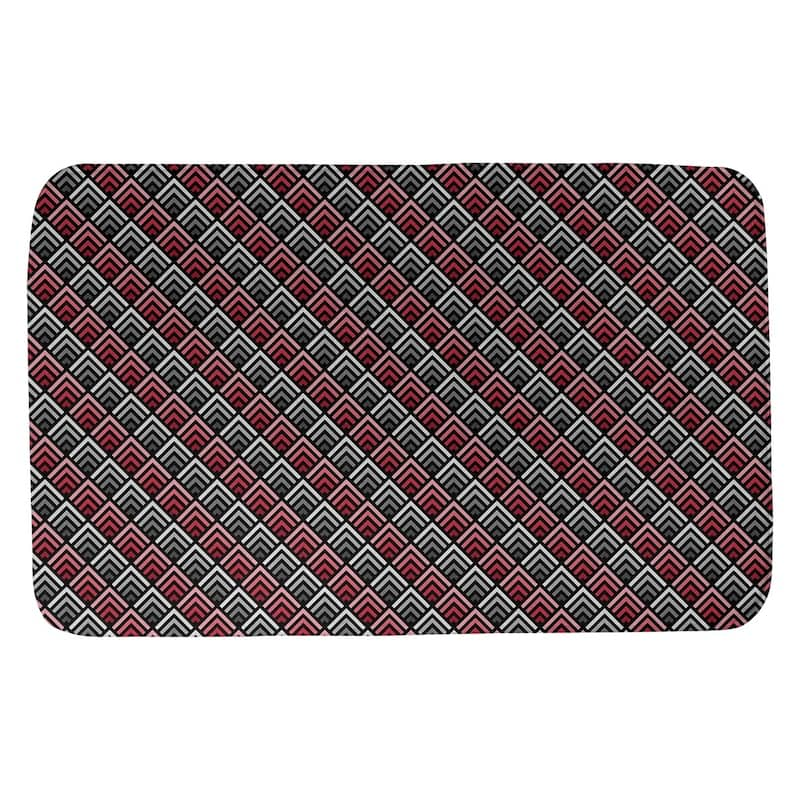 Geometric Ombre Stripe Pattern Bath Mat - 17 x 24 - Red & Gray