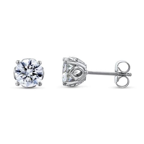 Annello by Kobelli 14k White Gold Orchid 2ct TDW Natural Diamond Stud Earrings