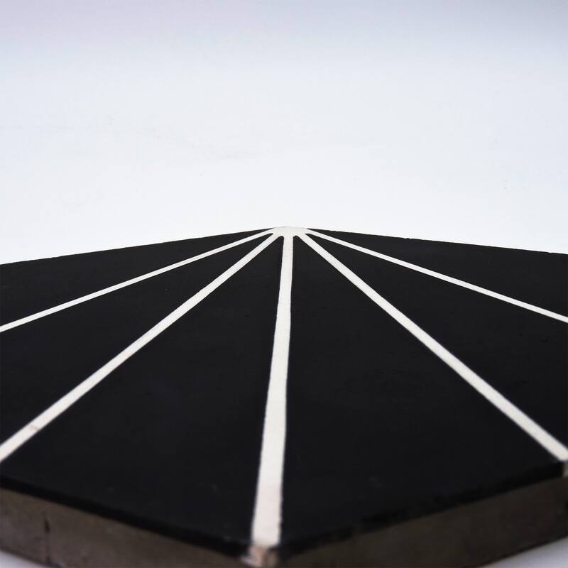 Handmade Menara in Black and White Tile, Pack of 12 (Morocco)