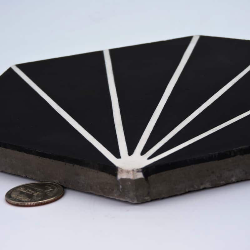 Handmade Menara in Black and White Tile, Pack of 12 (Morocco)
