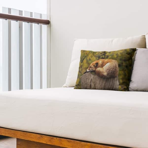 Shop Sleeping Fox Outdoor Lumbar Pillow On Sale Free Shipping