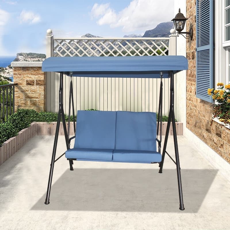 Santos Patio 2-seater Outdoor Swing with canopy and Stand by Havenside Home