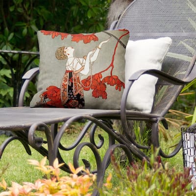 Woman in Red Indoor/Outdoor Pillow