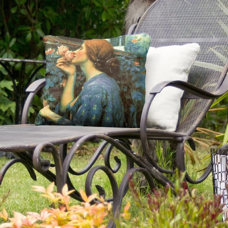 My Sweet Rose Indoor/Outdoor Pillow - 20 x 20 - Blue - N/A