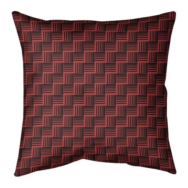 Black Color Basketweave Stripes Indoor Outdoor Pillow Bed Bath