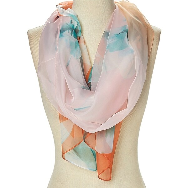 Multicolor silk scarf  silk oblong scarf women  silk shawl  geometric print  lightweight scarf  spring summer scarf  women scarves