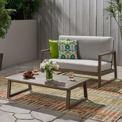 Belgian Outdoor Acacia Wood Chat Set by Christopher Knight Home