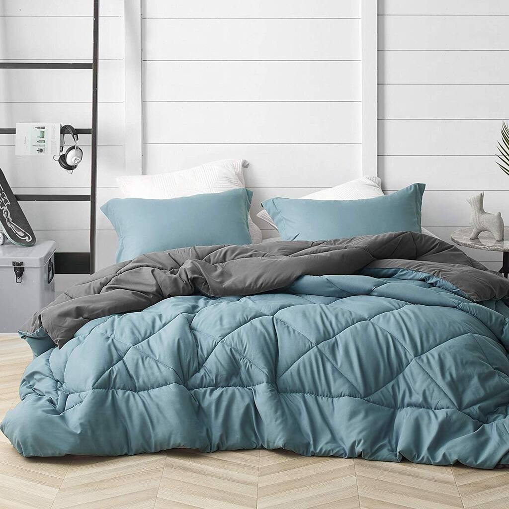 Smoke Blue/Granite Gray Reversible Oversized Comforter