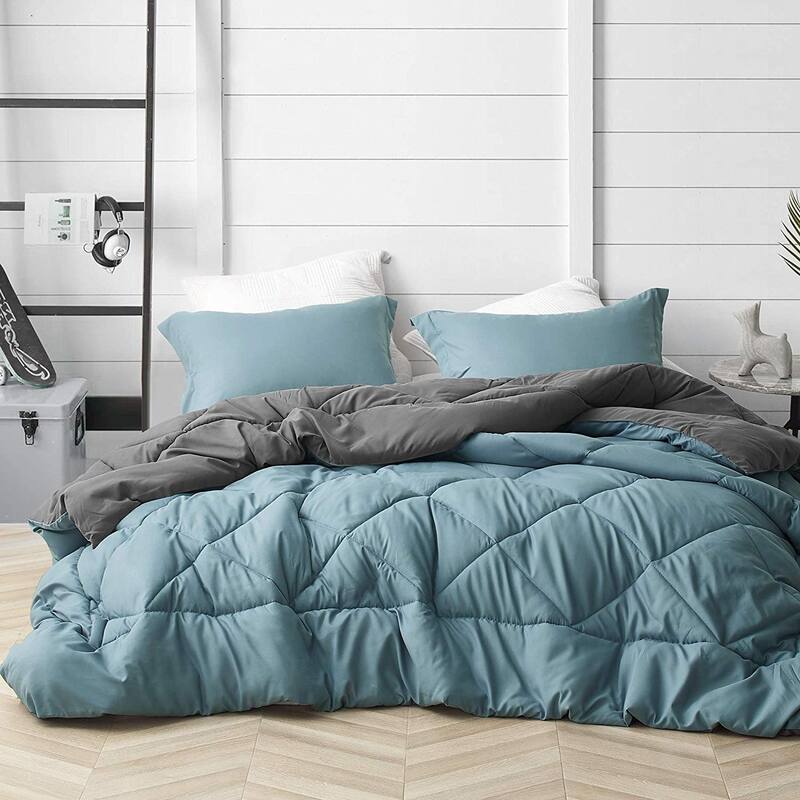 Smoke Blue/Granite Gray Reversible Oversized Comforter