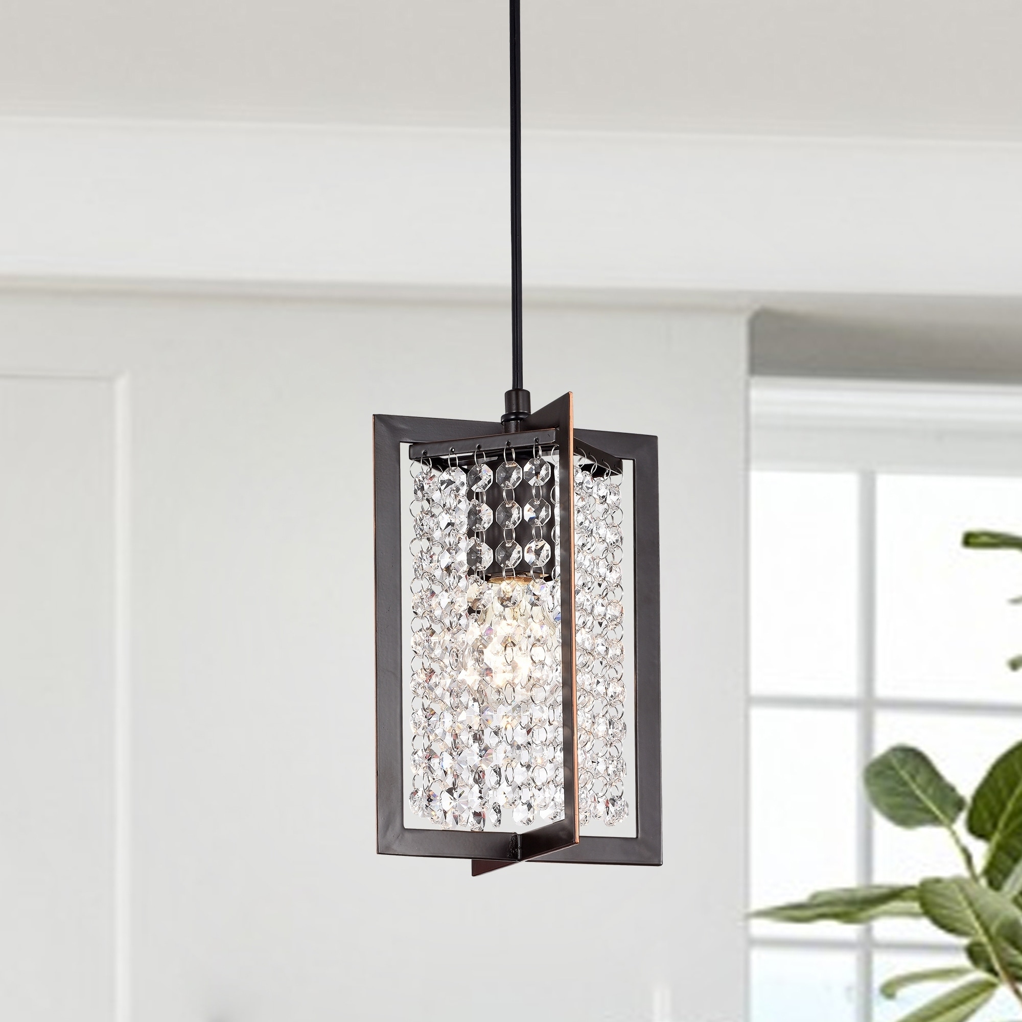 Warehouse of Tiffany Lestin Oil Rubbed Bronze 1-light Pendant with Crystal Shade