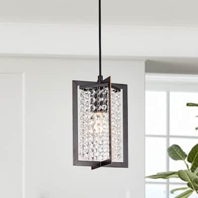 Lestin Oil Rubbed Bronze 1-light Pendant with Crystal Shade