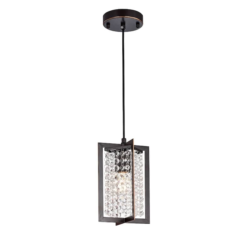 Lestin Oil Rubbed Bronze 1-light Pendant with Crystal Shade