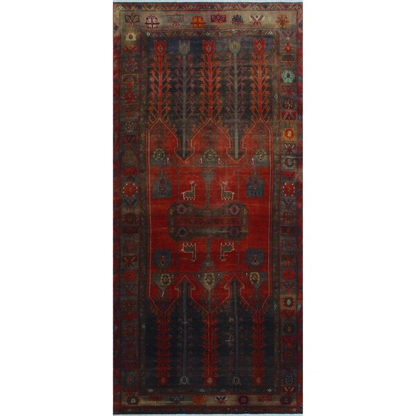 Noori Rug Vintage Distressed Bryon Red/Black Runner - 4'10" x 10'8". Opens flyout.