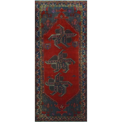 Noori Rug Vintage Distressed Darell Red/Grey Runner - 4'7" x 10'11"
