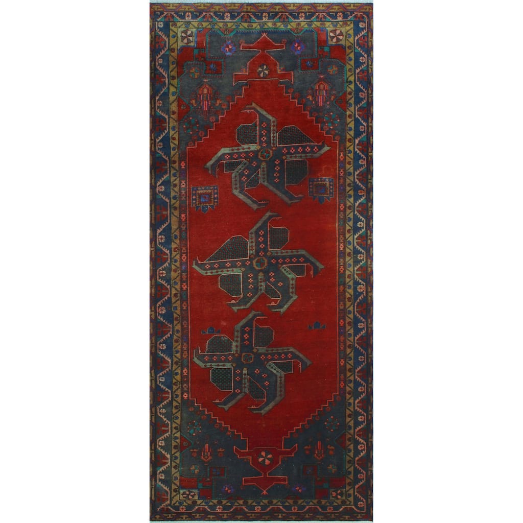 Noori Rug Vintage Distressed Darell Red/Grey Runner - 4'7" x 10'11"