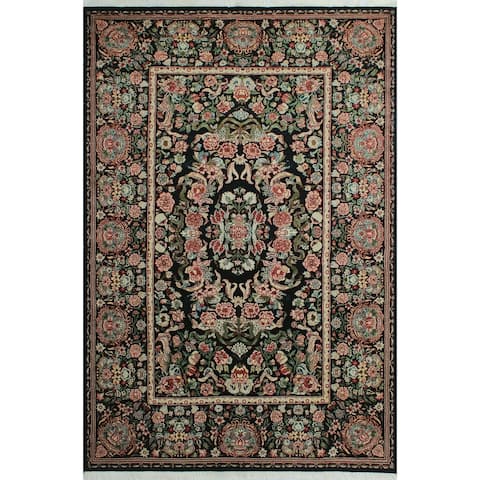 Noori Rug Pak-Persian Taimor Black/Green Rug - 6'1" x 9'1"