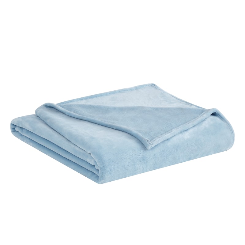 Silver Orchid Bleibtreu Soft Velvet Plush Blanket - Full/Queen - Light Blue