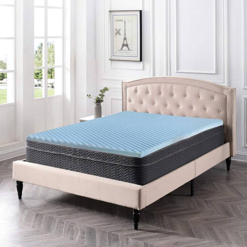 Onetan,1-inch High Density Convoluted Egg Shell Breathable Cool Gel Foam Topper,Adds Comfort to Mattress,