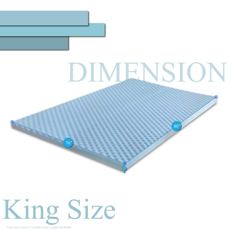 Onetan,1-inch High Density Convoluted Egg Shell Breathable Cool Gel Foam Topper,Adds Comfort to Mattress, - King