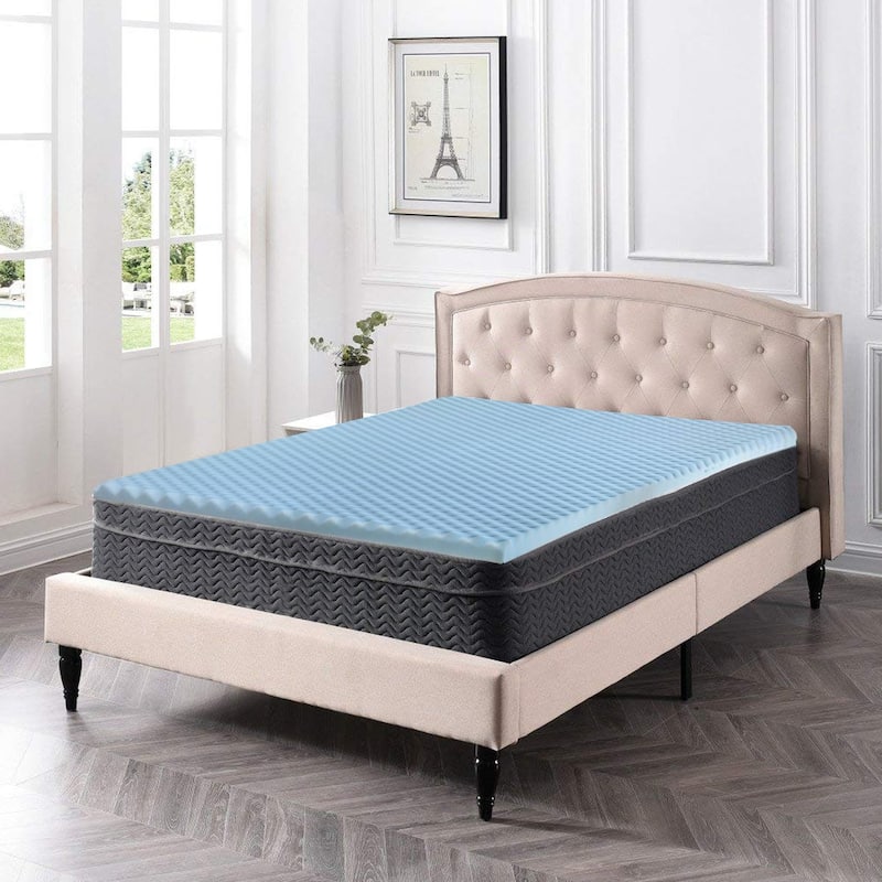 Onetan,1-inch High Density Convoluted Egg Shell Breathable Cool Gel Foam Topper,Adds Comfort to Mattress,