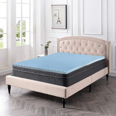 Onetan,1-inch High Density Convoluted Egg Shell Breathable Cool Gel Foam Topper,Adds Comfort to Mattress,