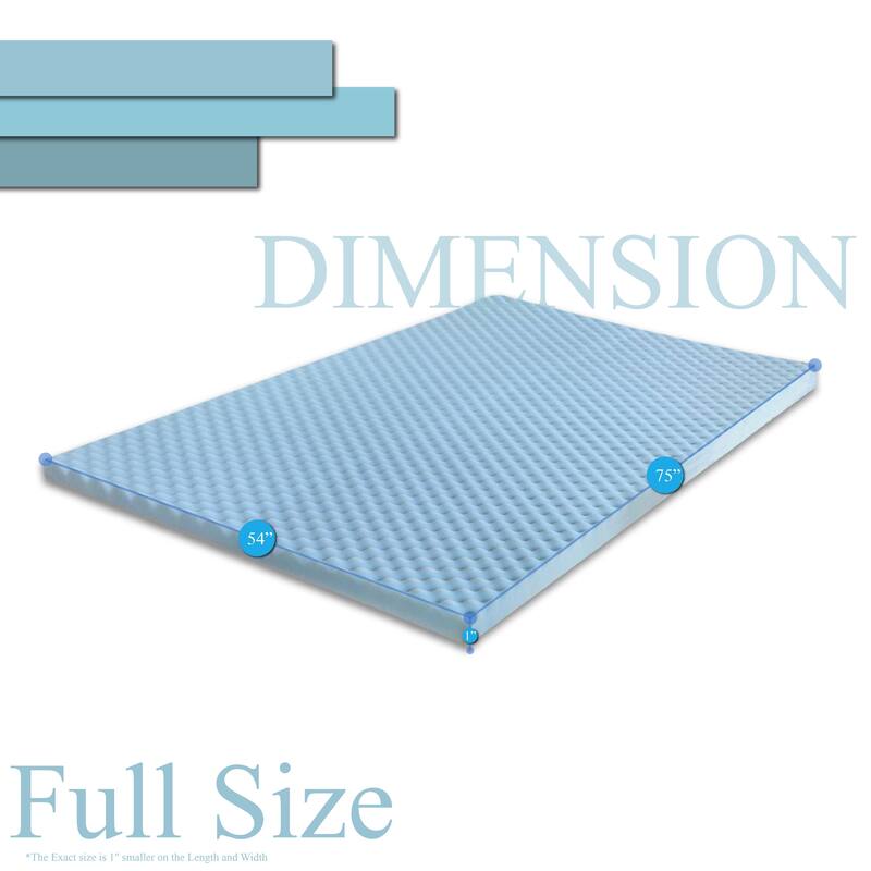 Onetan,1-inch High Density Convoluted Egg Shell Breathable Cool Gel Foam Topper,Adds Comfort to Mattress, - Full