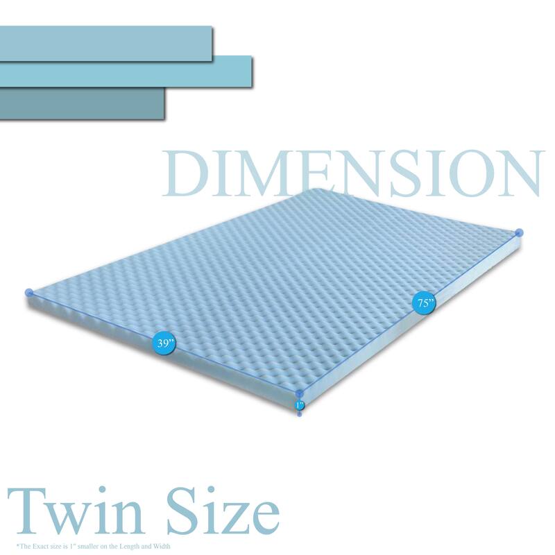 Onetan,1-inch High Density Convoluted Egg Shell Breathable Cool Gel Foam Topper,Adds Comfort to Mattress, - Twin