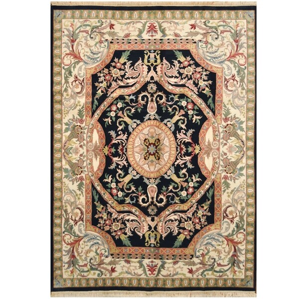 Handmade One-of-a-Kind Aubusson Wool Rug (India) - 8'5 x 11'10